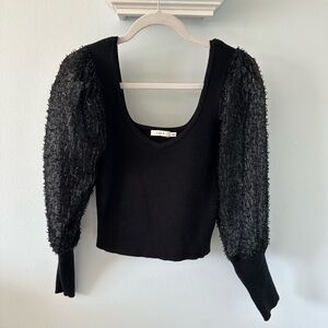Long-Sleeve Black Sparkle Top